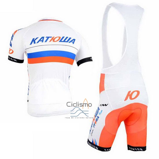 Katusha Ropa Ciclismo Culotte Corto 2015 Mangas Cortas Blanco